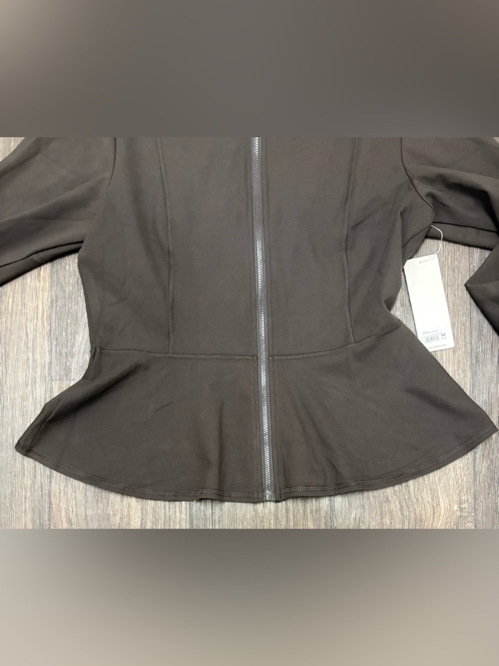 NWT Yogalicious Lux Violetta Full Zip Jacket Brown Peplum Activewear Medium - Picture 2 of 4